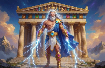 Gates of Olympus Slot von Pragmatic Play mit Zeus und griechischem Tempel - RTP 96,50 %