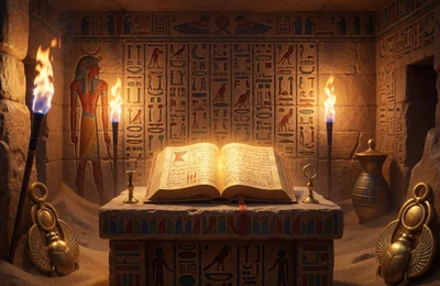 Book of Dead Slot: goldenes Buch auf Steinaltar in &auml;gyptischem Grabmal - RTP 96,21 Prozent