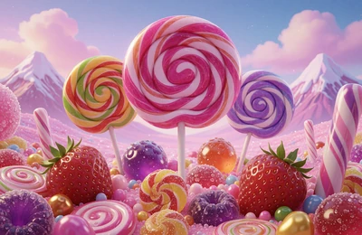Sweet Bonanza Slot von Pragmatic Play in bunter Candy-Landschaft - RTP 96,48 %